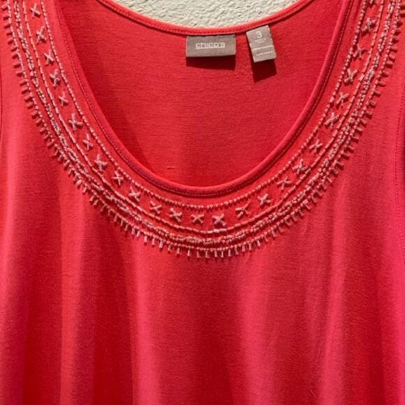 Chico’s Camisole/Tank With Beading Embellishment at Neck, Size 3 (16/18) - Picture 2 of 10